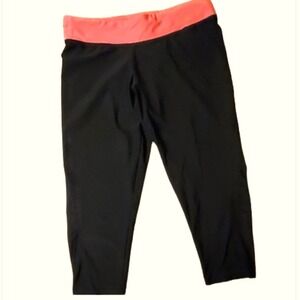 Adidas Womans Athletic Black & Coral Climalite Legging‎ Capris Size Medium